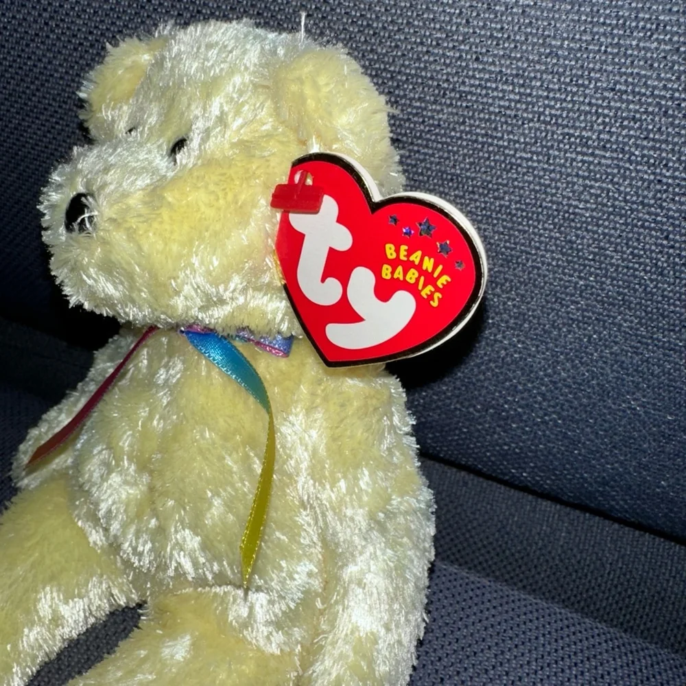 Ty Beanie Babies Sherbet Bear, Yellow Rainbow, 6 inch